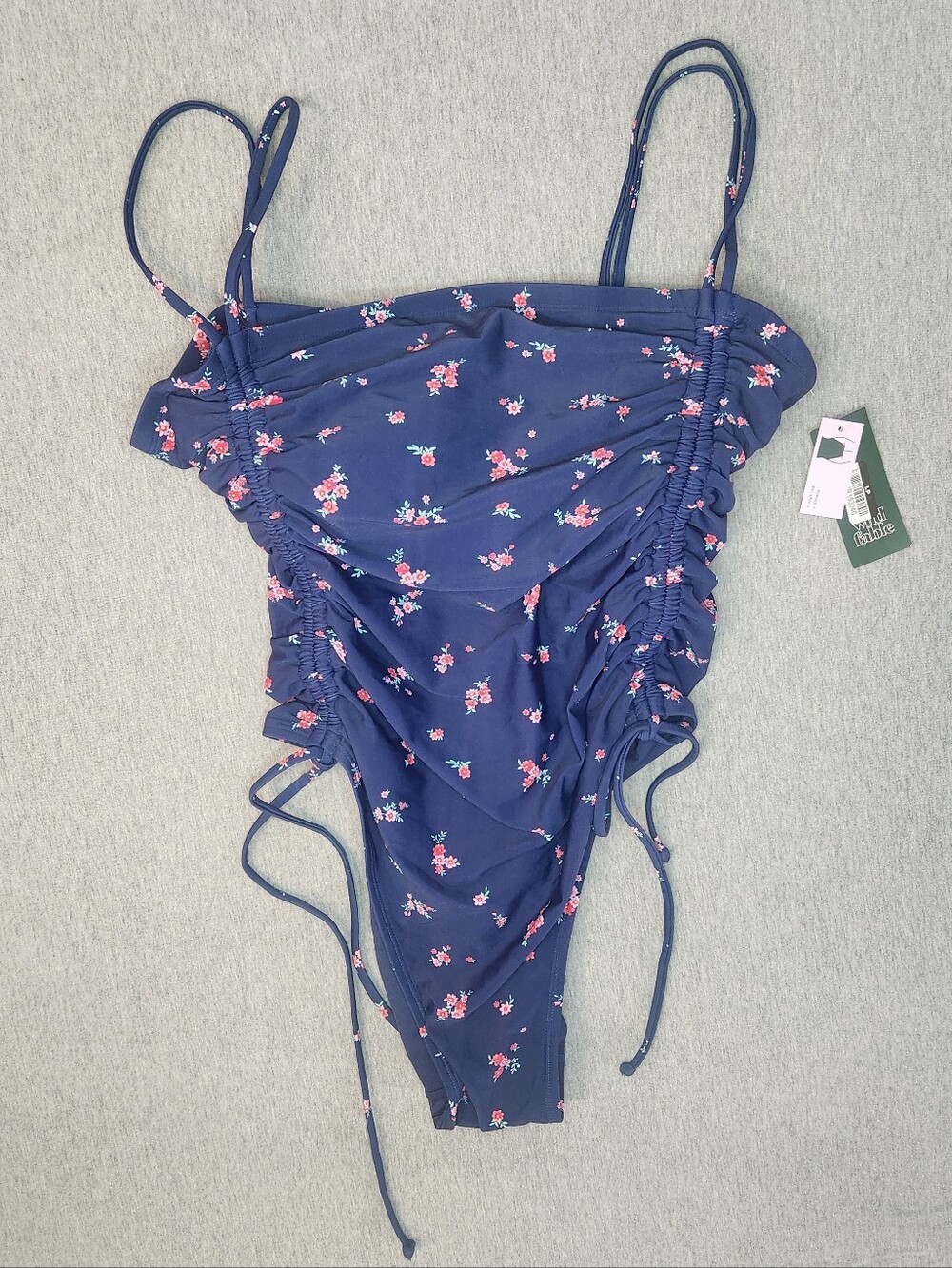 Wild Fable Women’s Floral High‑Leg One‑Piece – Navy Blue (Size 18)